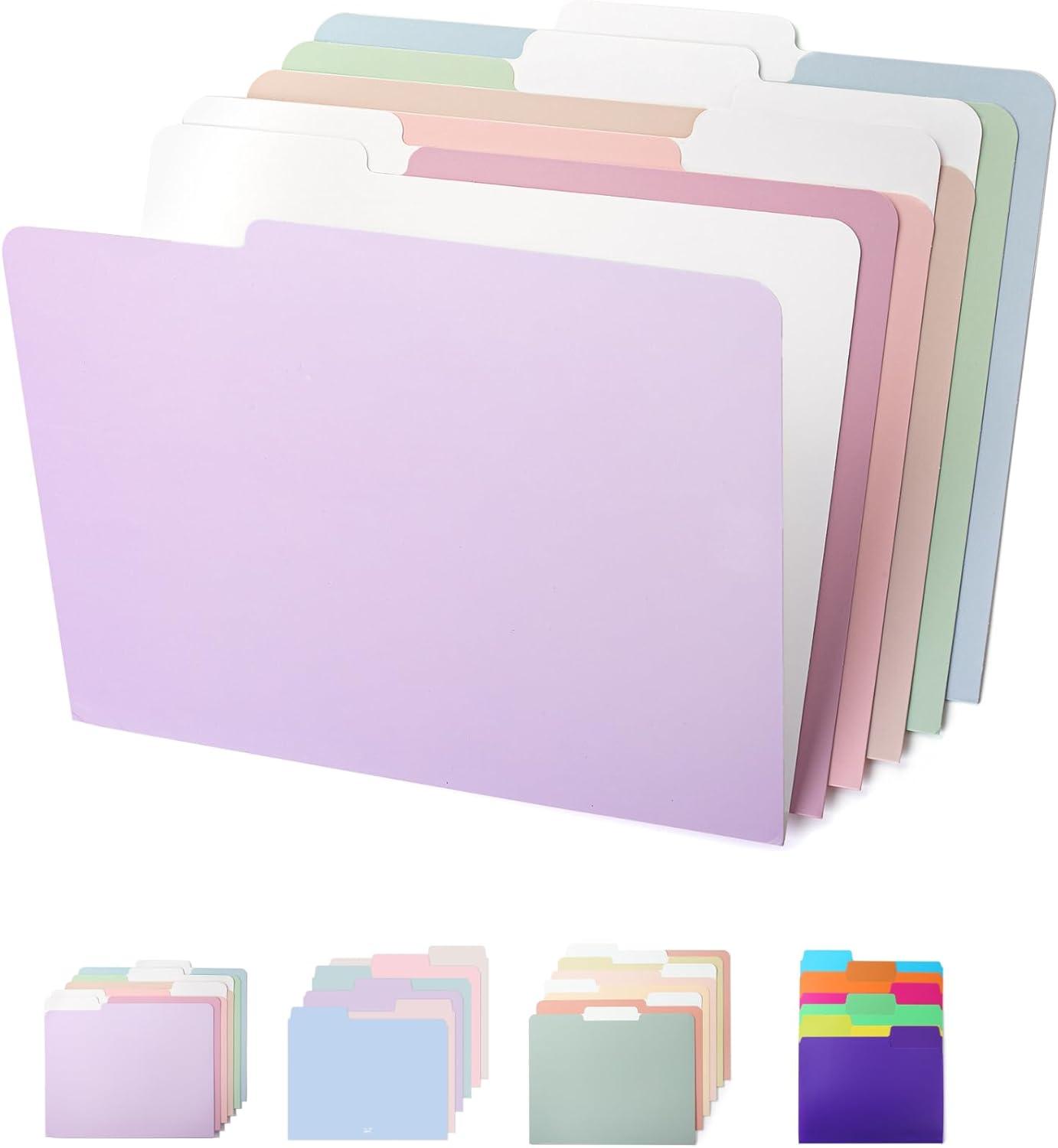 imageMr Pen Pastel Poly File Folders 13 Cut Tab 6 Pack Letter Size Colored Letter Office Supplies File FoldersMorandi Colors