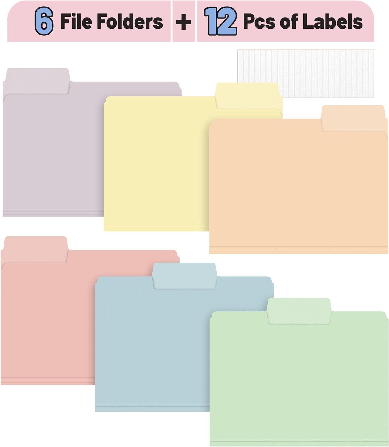 imageMr Pen Pastel Poly File Folders 13 Cut Tab 6 Pack Letter Size Colored Letter Office Supplies File FoldersMorandi Colors