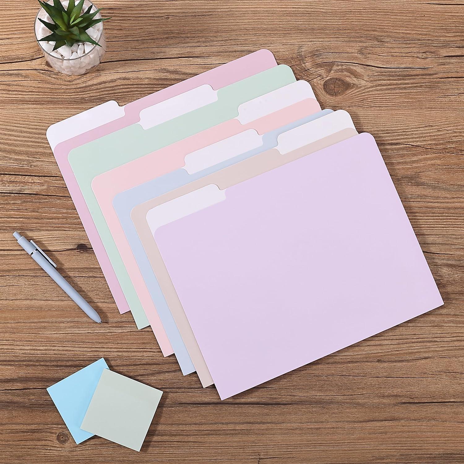 imageMr Pen Pastel Poly File Folders 13 Cut Tab 6 Pack Letter Size Colored Letter Office Supplies File FoldersMorandi Colors