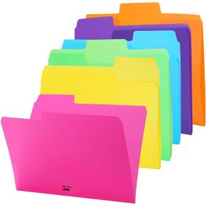imageMr Pen Pastel Poly File Folders 13 Cut Tab 6 Pack Letter Size Colored Letter Office Supplies File FoldersBright Colors