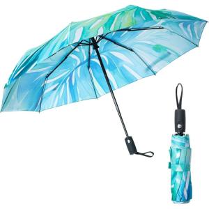 imageMr Pen Windproof Travel Umbrella Automatic Umbrellas for Rain CompactBlue Monstera