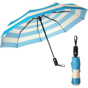 imageMr Pen Windproof Travel Umbrella Automatic Umbrellas for Rain CompactBlue Stripes
