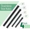 imageMr Pen Steel Rulers 6 8 12 14 inch Metal Rulers Pack of 4Black