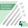 imageMr Pen Steel Rulers 6 8 12 14 inch Metal Rulers Pack of 4Silver