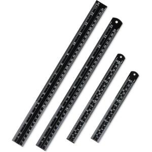 imageMr Pen Steel Rulers 6 8 12 14 inch Metal Rulers Pack of 4Black