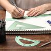 imageMr Pen Geometry Set 4 Pack Light Green Metal Geometry Kit Triangle Ruler Metal Ruler Drafting Triangles Metal Protractor Metal Set Square Drafting Ruler Drafting SetLight Green