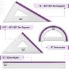 imageMr Pen Geometry Set 4 Pack Light Green Metal Geometry Kit Triangle Ruler Metal Ruler Drafting Triangles Metal Protractor Metal Set Square Drafting Ruler Drafting SetPurple Stripes