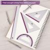 imageMr Pen Geometry Set 4 Pack Light Green Metal Geometry Kit Triangle Ruler Metal Ruler Drafting Triangles Metal Protractor Metal Set Square Drafting Ruler Drafting SetPurple Stripes