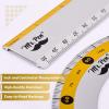 imageMr Pen Geometry Set 4 Pack Light Green Metal Geometry Kit Triangle Ruler Metal Ruler Drafting Triangles Metal Protractor Metal Set Square Drafting Ruler Drafting SetYellow Stripes