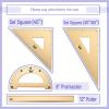 imageMr Pen Geometry Set 4 Pack Light Green Metal Geometry Kit Triangle Ruler Metal Ruler Drafting Triangles Metal Protractor Metal Set Square Drafting Ruler Drafting SetGold