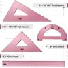 imageMr Pen Geometry Set 4 Pack Light Green Metal Geometry Kit Triangle Ruler Metal Ruler Drafting Triangles Metal Protractor Metal Set Square Drafting Ruler Drafting SetLight Pink