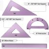 imageMr Pen Geometry Set 4 Pack Light Green Metal Geometry Kit Triangle Ruler Metal Ruler Drafting Triangles Metal Protractor Metal Set Square Drafting Ruler Drafting SetBlue Magenta Color