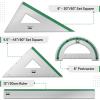 imageMr Pen Geometry Set 4 Pack Light Green Metal Geometry Kit Triangle Ruler Metal Ruler Drafting Triangles Metal Protractor Metal Set Square Drafting Ruler Drafting SetGreen Stripes