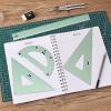 imageMr Pen Geometry Set 4 Pack Light Green Metal Geometry Kit Triangle Ruler Metal Ruler Drafting Triangles Metal Protractor Metal Set Square Drafting Ruler Drafting SetLight Green