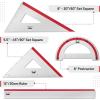 imageMr Pen Geometry Set 4 Pack Light Green Metal Geometry Kit Triangle Ruler Metal Ruler Drafting Triangles Metal Protractor Metal Set Square Drafting Ruler Drafting SetRed Stripes