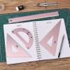 imageMr Pen Geometry Set 4 Pack Light Green Metal Geometry Kit Triangle Ruler Metal Ruler Drafting Triangles Metal Protractor Metal Set Square Drafting Ruler Drafting SetLight Pink