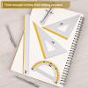 imageMr Pen Geometry Set 4 Pack Light Green Metal Geometry Kit Triangle Ruler Metal Ruler Drafting Triangles Metal Protractor Metal Set Square Drafting Ruler Drafting SetYellow Stripes
