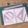 imageMr Pen Geometry Set 4 Pack Light Green Metal Geometry Kit Triangle Ruler Metal Ruler Drafting Triangles Metal Protractor Metal Set Square Drafting Ruler Drafting SetBlue Magenta Color