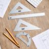 imageMr Pen Geometry Set 4 Pack Light Green Metal Geometry Kit Triangle Ruler Metal Ruler Drafting Triangles Metal Protractor Metal Set Square Drafting Ruler Drafting SetSilver