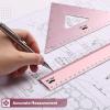 imageMr Pen Geometry Set 4 Pack Light Green Metal Geometry Kit Triangle Ruler Metal Ruler Drafting Triangles Metal Protractor Metal Set Square Drafting Ruler Drafting SetLight Pink