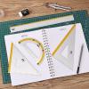 imageMr Pen Geometry Set 4 Pack Light Green Metal Geometry Kit Triangle Ruler Metal Ruler Drafting Triangles Metal Protractor Metal Set Square Drafting Ruler Drafting SetYellow Stripes