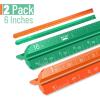 imageMr Pen Small Architectural Scale Ruler Aluminium 6 Inch 2 Pack Green and Orange Pocket Size Ruler Triangle Ruler Metal Ruler Set Architect Scale Ruler for BlueprintsB Green  Orange