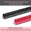imageMr Pen Small Architectural Scale Ruler Aluminium 6 Inch 2 Pack Green and Orange Pocket Size Ruler Triangle Ruler Metal Ruler Set Architect Scale Ruler for BlueprintsA Black  Red