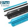 imageMr Pen Small Architectural Scale Ruler Aluminium 6 Inch 2 Pack Green and Orange Pocket Size Ruler Triangle Ruler Metal Ruler Set Architect Scale Ruler for BlueprintsC Black  Blue