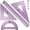 imageMr Pen Geometry Set 4 Pack Light Green Metal Geometry Kit Triangle Ruler Metal Ruler Drafting Triangles Metal Protractor Metal Set Square Drafting Ruler Drafting SetBlue Magenta Color