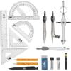 imageMr Pen Geometry Set with 6 Inch Swing Arm Protractor Divider Set Squares Ruler Compasses and Protractor 15 Piece Set