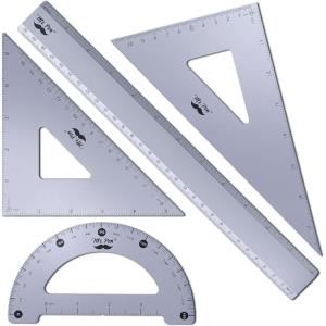 imageMr Pen Geometry Set 4 Pack Light Green Metal Geometry Kit Triangle Ruler Metal Ruler Drafting Triangles Metal Protractor Metal Set Square Drafting Ruler Drafting SetPeriwinkle Gray