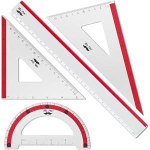 imageMr Pen Geometry Set 4 Pack Light Green Metal Geometry Kit Triangle Ruler Metal Ruler Drafting Triangles Metal Protractor Metal Set Square Drafting Ruler Drafting SetRed Stripes
