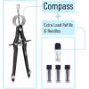 imageMr Pen Professional Compass with Lock and Free Life TIME Lead Replacement Compass for Geometry Spring Bow Compass Precision Compass Math Drafting Compass Compass Drawing Metal CompassBlack