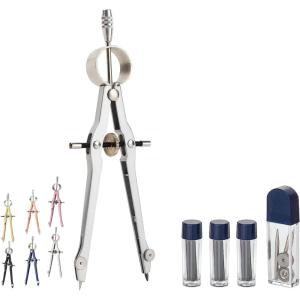 imageMr Pen Professional Compass with Lock and Free Life TIME Lead Replacement Compass for Geometry Spring Bow Compass Precision Compass Math Drafting Compass Compass Drawing Metal CompassSilver