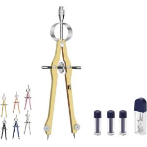 imageMr Pen Professional Compass with Lock and Free Life TIME Lead Replacement Compass for Geometry Spring Bow Compass Precision Compass Math Drafting Compass Compass Drawing Metal CompassGold