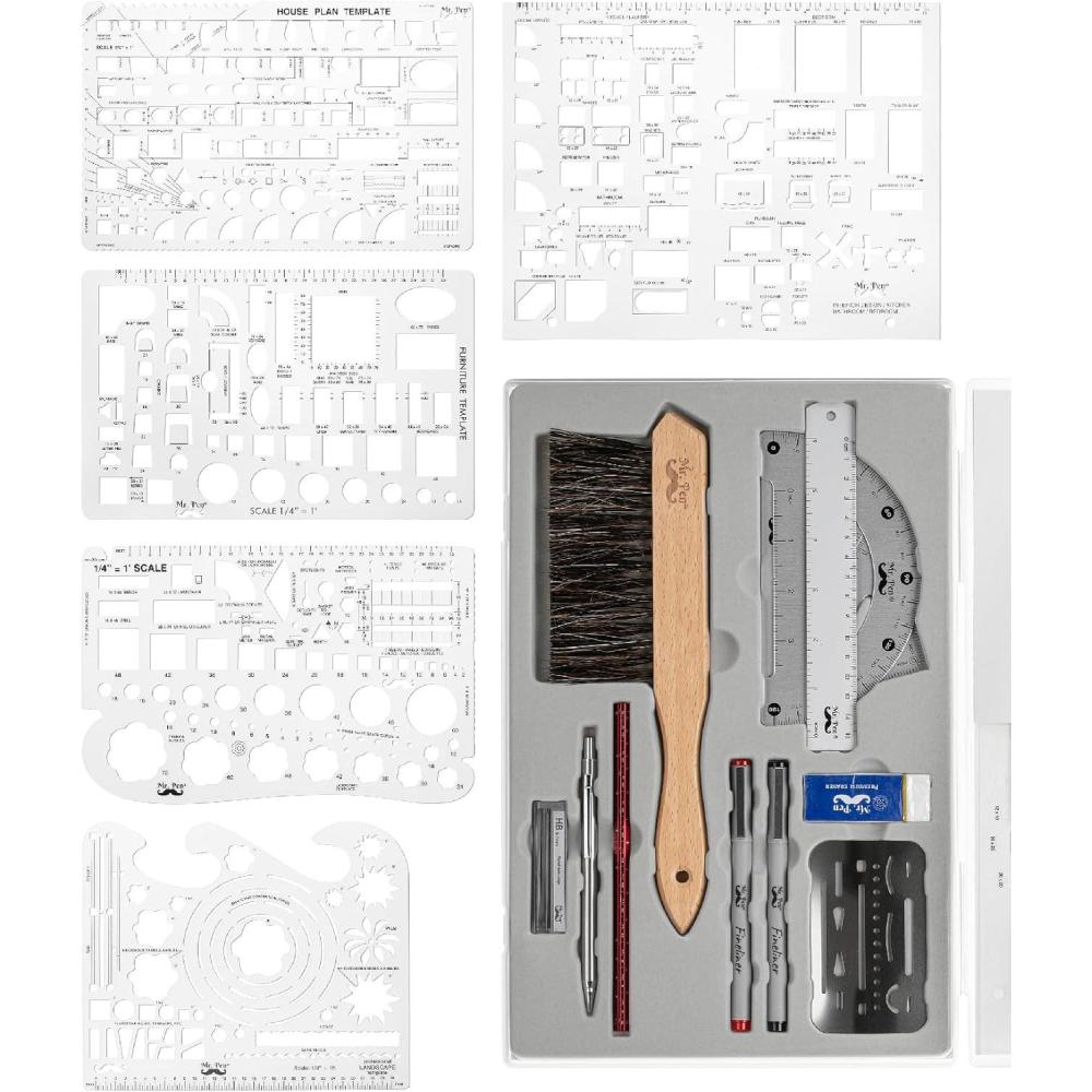 Mr. Pen 17-Piece Professional Geometry Set - Drafting Tools For Architects & Students