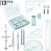 imageMr Pen Geometry Set 13 pcs Compass for Geometry Protractor Set Geometry Kit Set with Shatterproof Storage Box Geometry Kit Drawing Tools Drafting Set Drafting Tools ampamp Drafting Kits PinkGreen