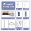 imageMr Pen Professional Geometry Set 17 Pcs Architect Compass and Protractor Set Interior Design Drafting Tools Scale Ruler Drawing Stencils Metal Ruler