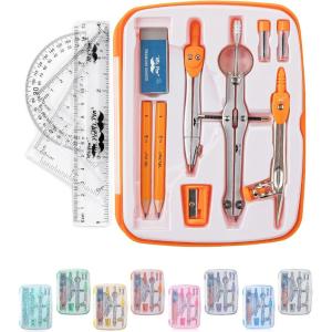 imageMr Pen Geometry Set 13 pcs Compass for Geometry Protractor Set Geometry Kit Set with Shatterproof Storage Box Geometry Kit Drawing Tools Drafting Set Drafting Tools ampamp Drafting Kits PinkOrange