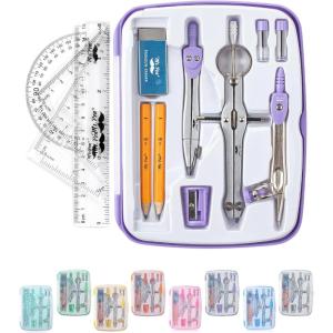 imageMr Pen Geometry Set 13 pcs Compass for Geometry Protractor Set Geometry Kit Set with Shatterproof Storage Box Geometry Kit Drawing Tools Drafting Set Drafting Tools ampamp Drafting Kits PinkPurple