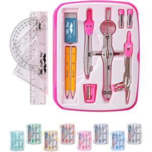 imageMr Pen Geometry Set 13 pcs Compass for Geometry Protractor Set Geometry Kit Set with Shatterproof Storage Box Geometry Kit Drawing Tools Drafting Set Drafting Tools ampamp Drafting Kits PinkPink