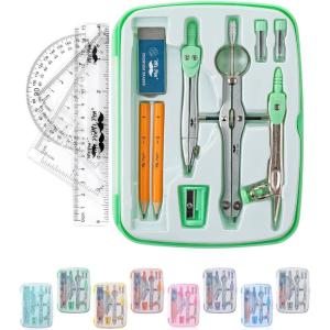 imageMr Pen Geometry Set 13 pcs Compass for Geometry Protractor Set Geometry Kit Set with Shatterproof Storage Box Geometry Kit Drawing Tools Drafting Set Drafting Tools ampamp Drafting Kits PinkMint Green