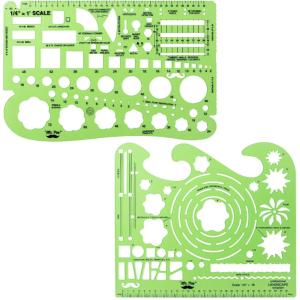 imageMr Pen Landscape Templates 2pcs Green Architectural Templates Drafting Tools Landscaping Tools Landscape Design Template Drafting Ruler Shapes Stencils for Drawing Stencils Landscape ToolsGreen