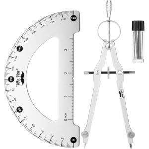 imageMr Pen Metal Protractor and Metal Compass Set Compass for Geometry Geometry Set Compasses Protractor and Compass Protractor for Geometry Drawing Compass Math Compass Math CompassB Metal Protractor