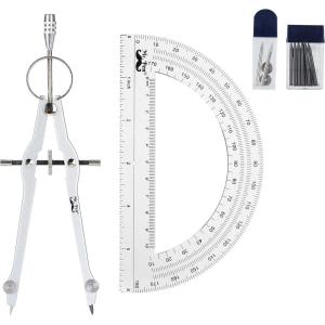 imageMr Pen Metal Protractor and Metal Compass Set Compass for Geometry Geometry Set Compasses Protractor and Compass Protractor for Geometry Drawing Compass Math Compass Math CompassA Plastic Protractor