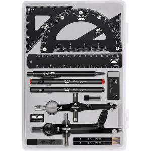 imageMr Pen Professional Geometry Set 15 pcs Geometry Kit for Artists and Students Geometry Set Metal Rulers and Compasses Drawing Tools Drafting Supplies Drafting Set Drafting Tools and KitsBlack