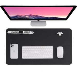 imageMr Pen Faux Leather Desk Pad 236quot x 137quot Black DualSided WaterResistant NonSlip
