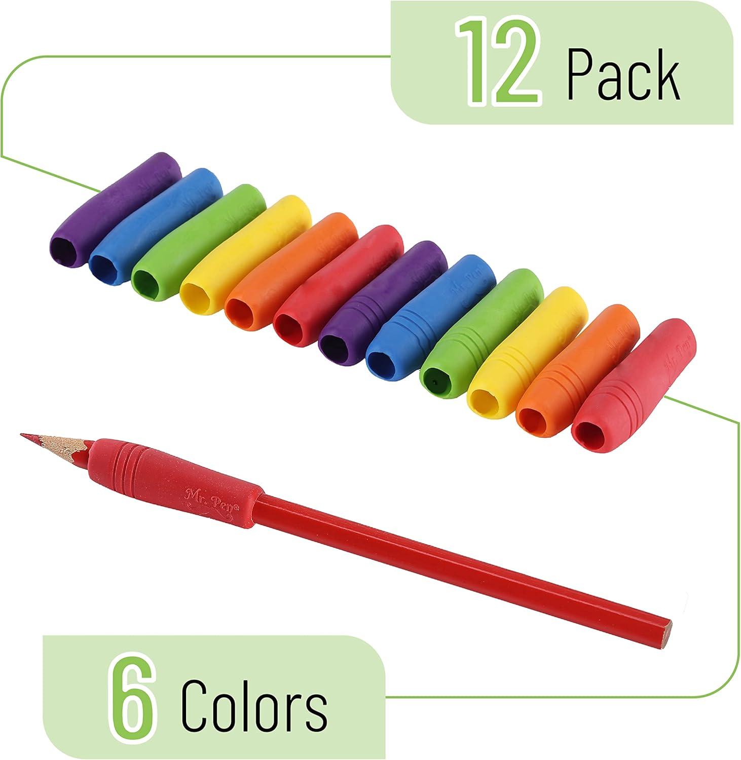 imageMr Pen 12 Pack Colorful Pencil Grips Pencil Holder for Kids Pencil Grippers for Kids Rubber Pen Grips for Adults with ArthritisBright Colors
