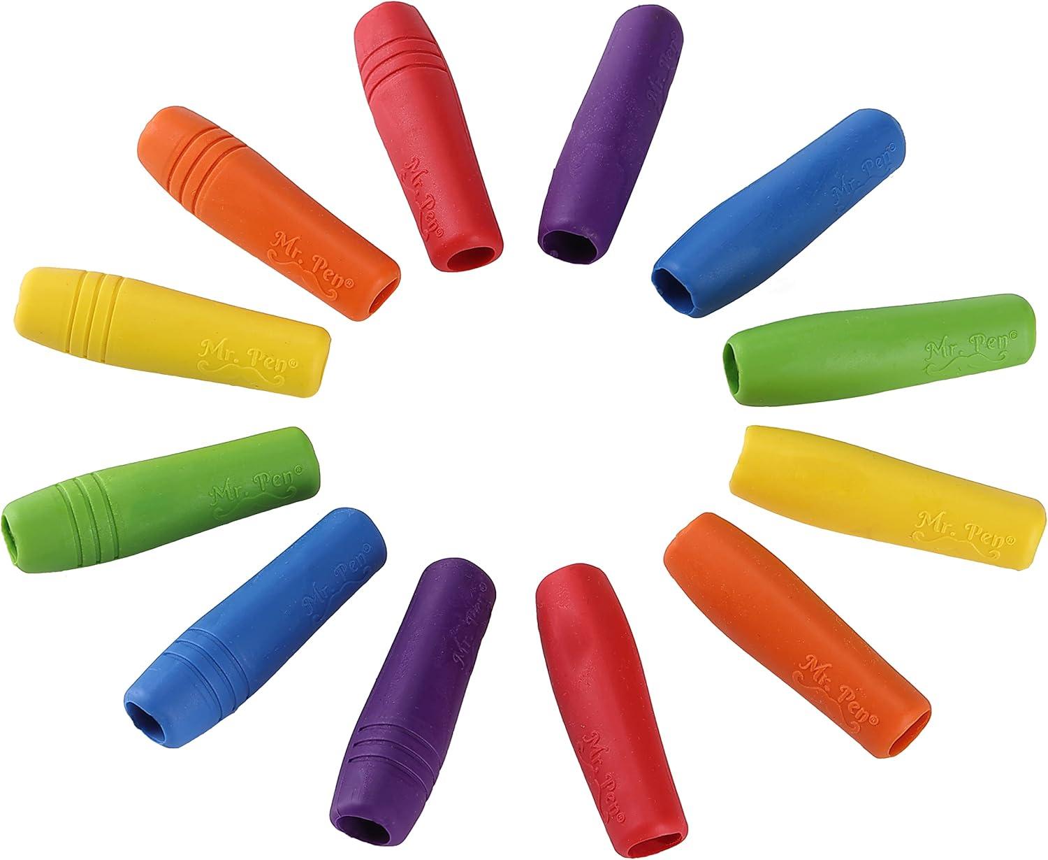 imageMr Pen 12 Pack Colorful Pencil Grips Pencil Holder for Kids Pencil Grippers for Kids Rubber Pen Grips for Adults with ArthritisBright Colors