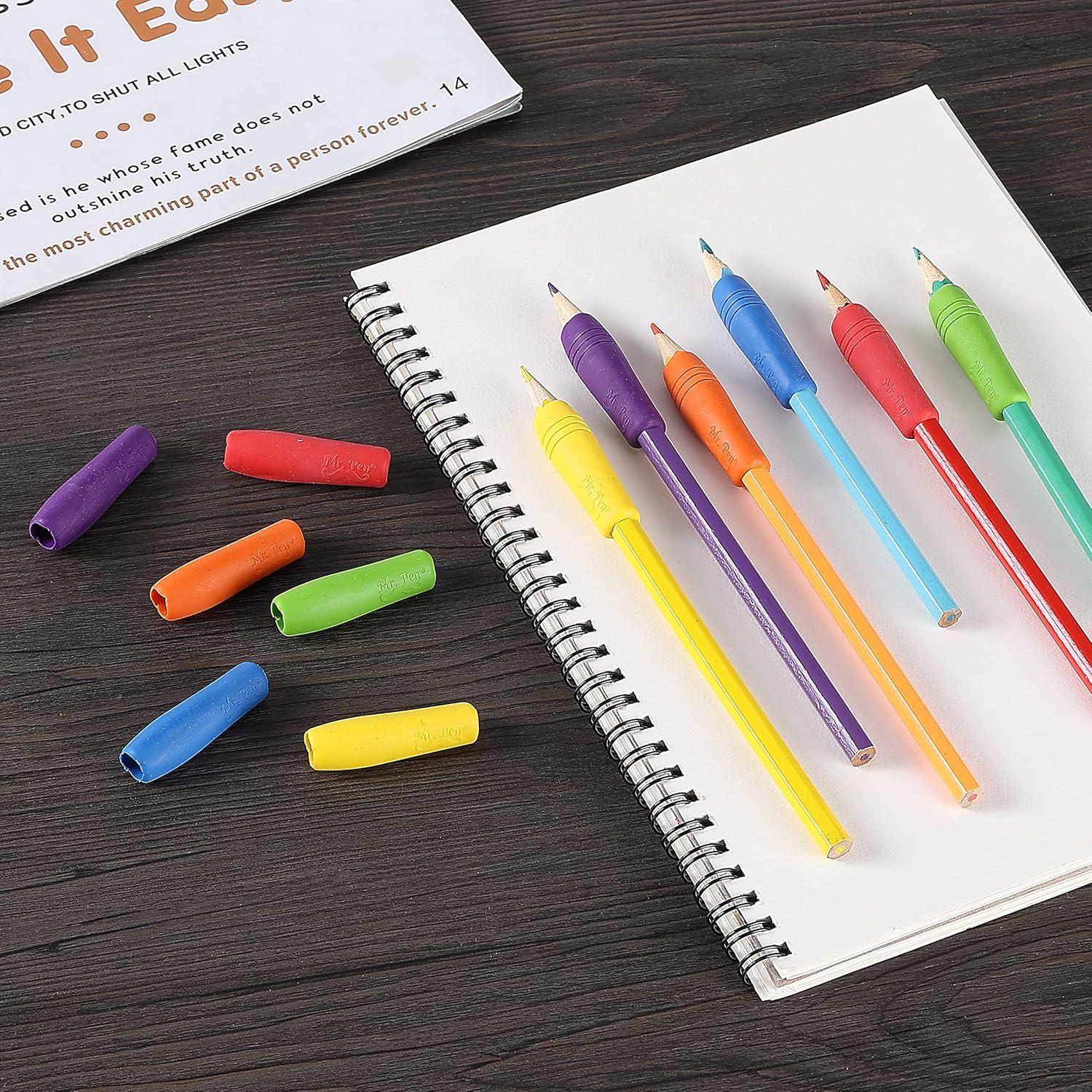 imageMr Pen 12 Pack Colorful Pencil Grips Pencil Holder for Kids Pencil Grippers for Kids Rubber Pen Grips for Adults with ArthritisBright Colors